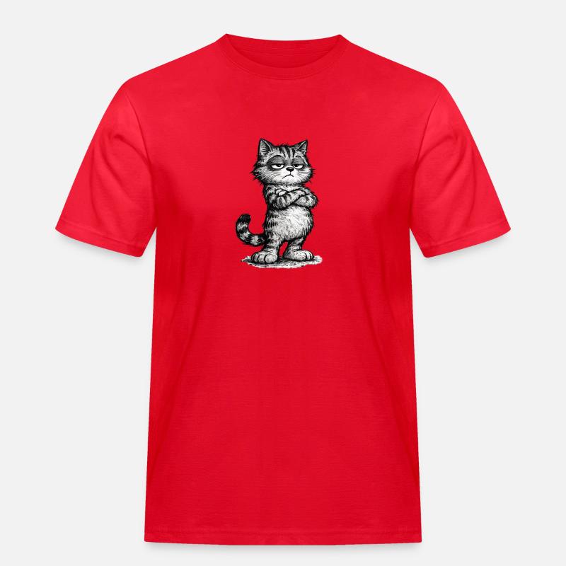 Grumpy Katze – Chef Vibes (Sketch Attitude) - Männer Workwear T-Shirt - Rot