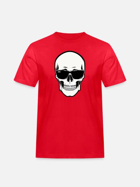 Skeleton with Sunglasses in Monochrome - Men's Workwear T-Shirt - red
