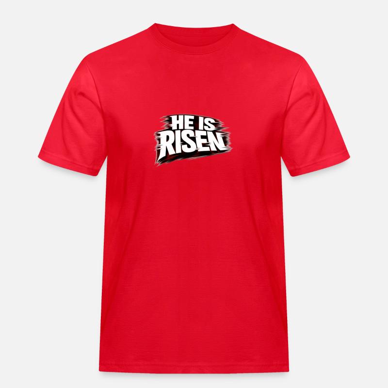 He is Risen - Männer Workwear T-Shirt - Rot