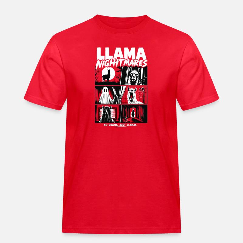 Llama Nightmares Horror Comic - Männer Workwear T-Shirt - Rot
