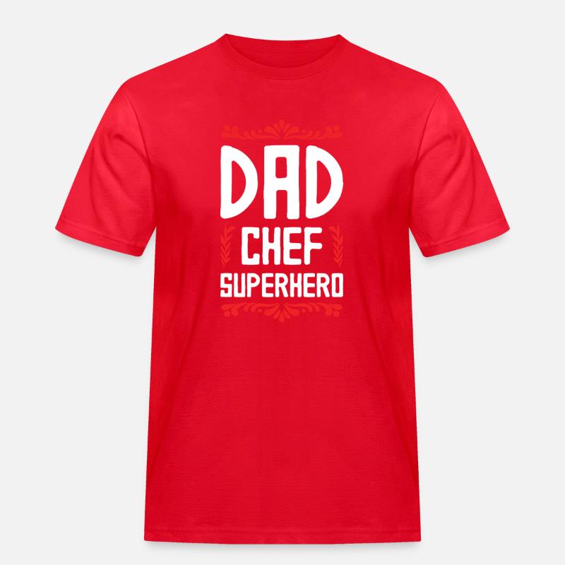 Dad Chef Superheld Papa - Männer Workwear T-Shirt - Rot