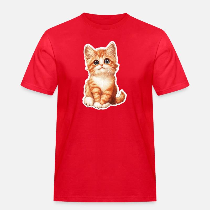 Süsse Katze Kätzchen - Männer Workwear T-Shirt - Rot