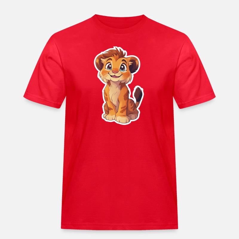 Löwe - Männer Workwear T-Shirt - Rot