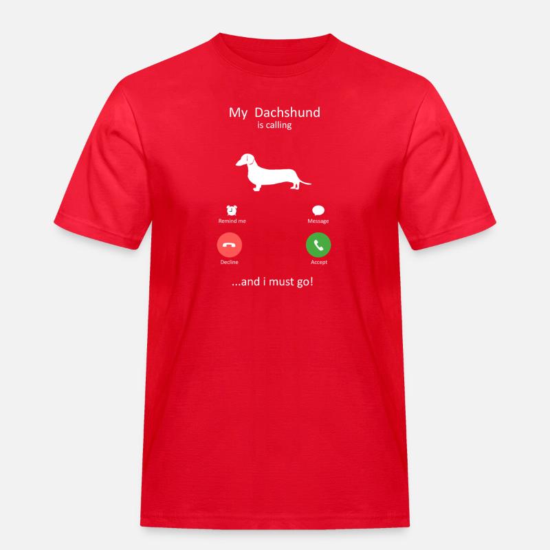 Dackel ruft Smartphone-Schnittstelle Kunst - Männer Workwear T-Shirt - Rot