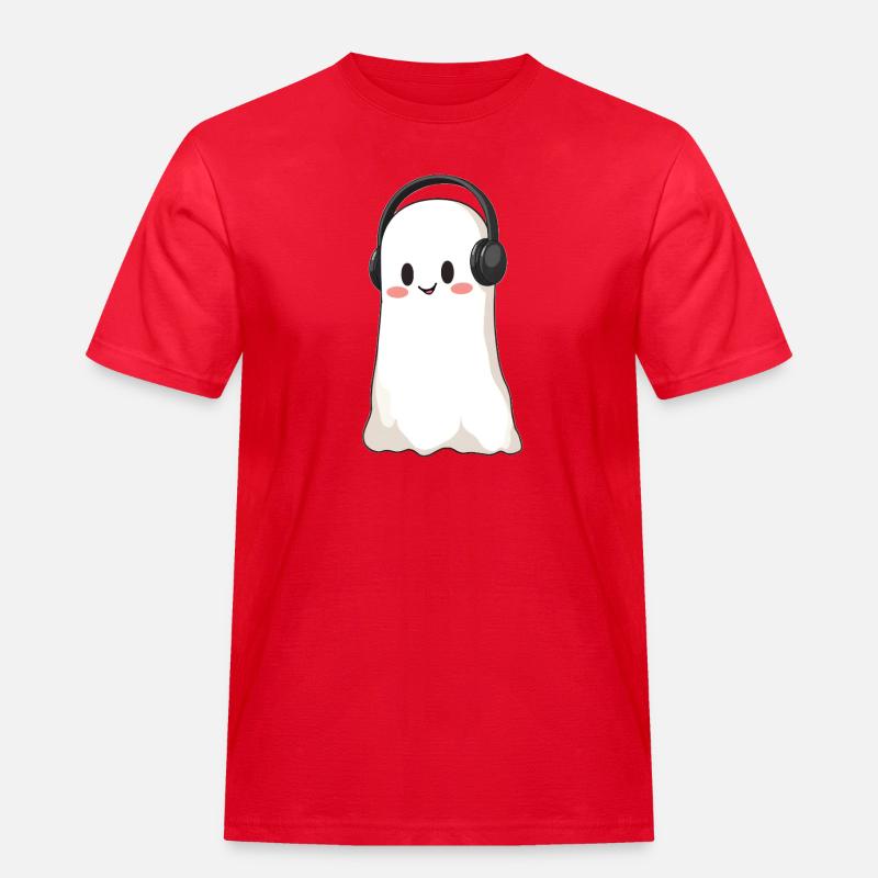 Gespenst mit Kopfhörer - Männer Workwear T-Shirt - Rot
