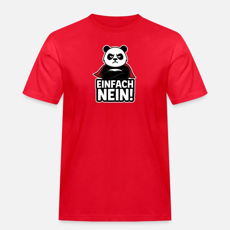 Panda Superheld: Einfach Nein - Männer Workwear T-Shirt - Rot