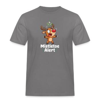 Reindeer with mistletoe - Men's Workwear T-Shirt - grey - Front - AI Model Male 185 dark (185cm)