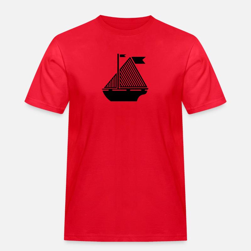 Boot Illustration - Männer Workwear T-Shirt - Rot