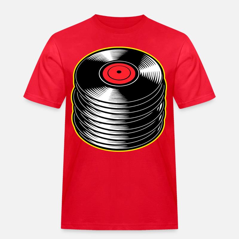 Stack d’albums vinyles - T-shirt Workwear homme - rouge