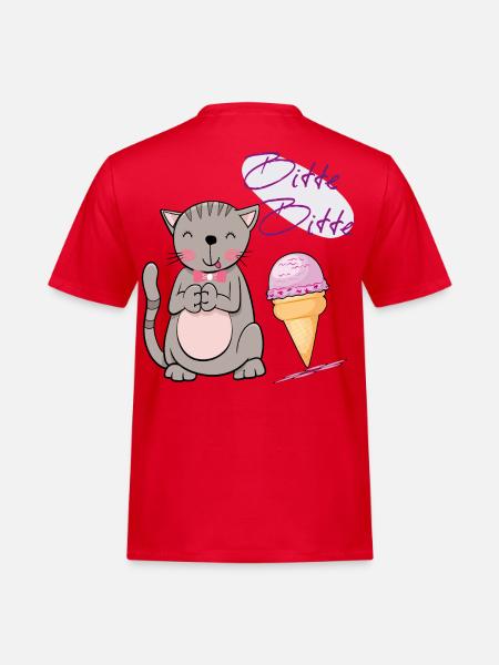 Katze mit Eistüte - Männer Workwear T-Shirt - Rot