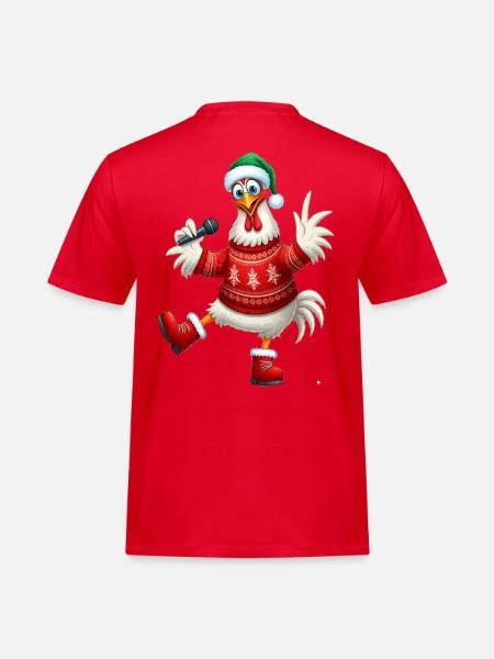 Holiday Singing Hen Sweater - Men's Workwear T-Shirt - red