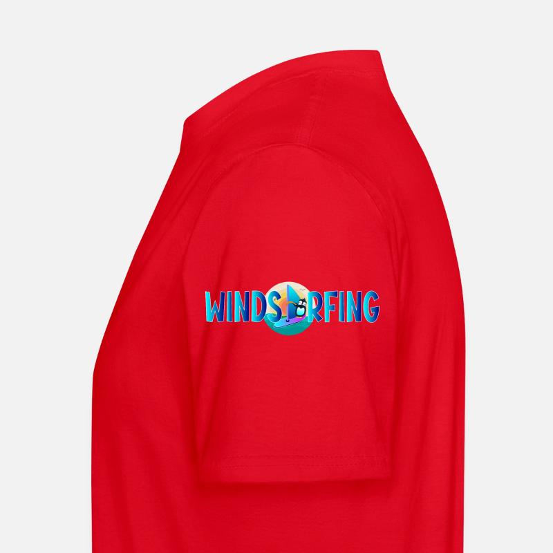 Windsurfing Penguin - Männer Workwear T-Shirt - Rot