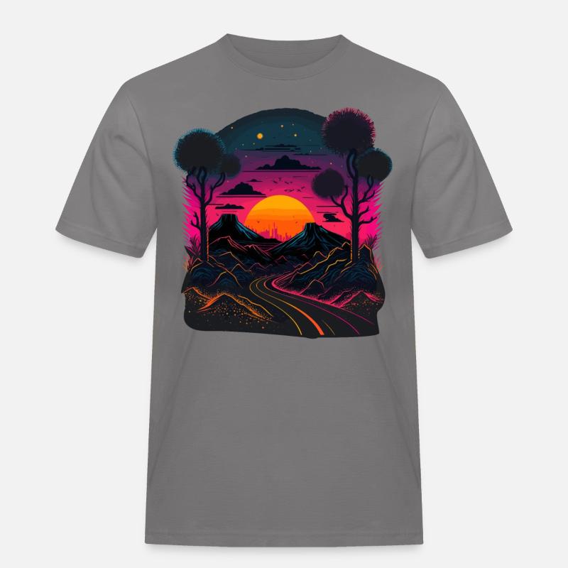 Synthwave-Artwork - Männer Workwear T-Shirt - Grau