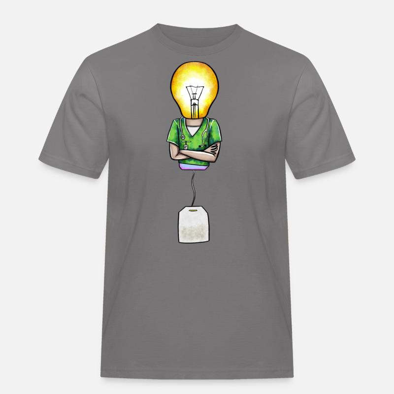 Bulb-Doc-Teebeutels - Männer Workwear T-Shirt - Grau
