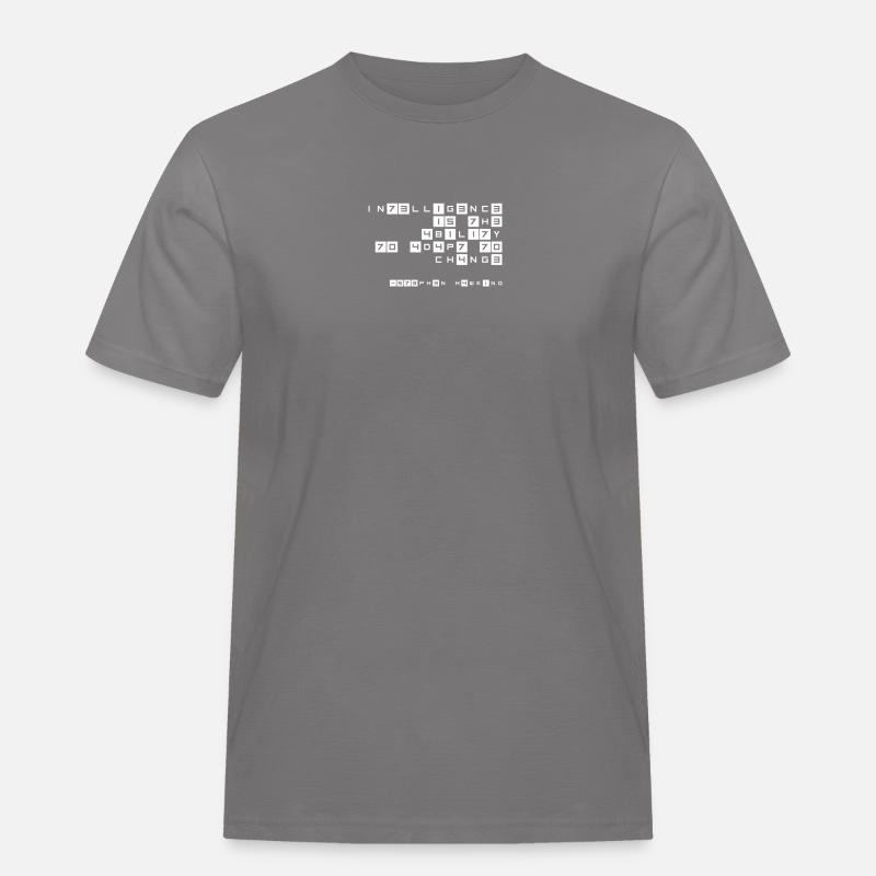 Stephen Hawking Intelligence Leetspeak - Männer Workwear T-Shirt - Grau