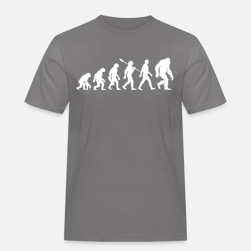 Evolution - Bigfoot - Yeti - Männer Workwear T-Shirt - Grau