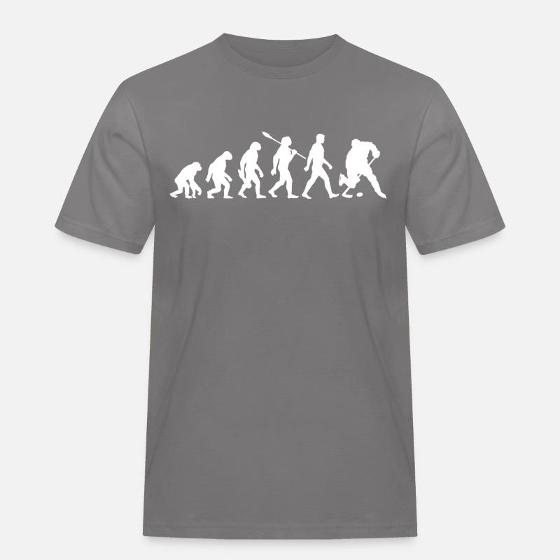 Evolution - Eishockey - Puck - Wintersport - Männer Workwear T-Shirt - Grau