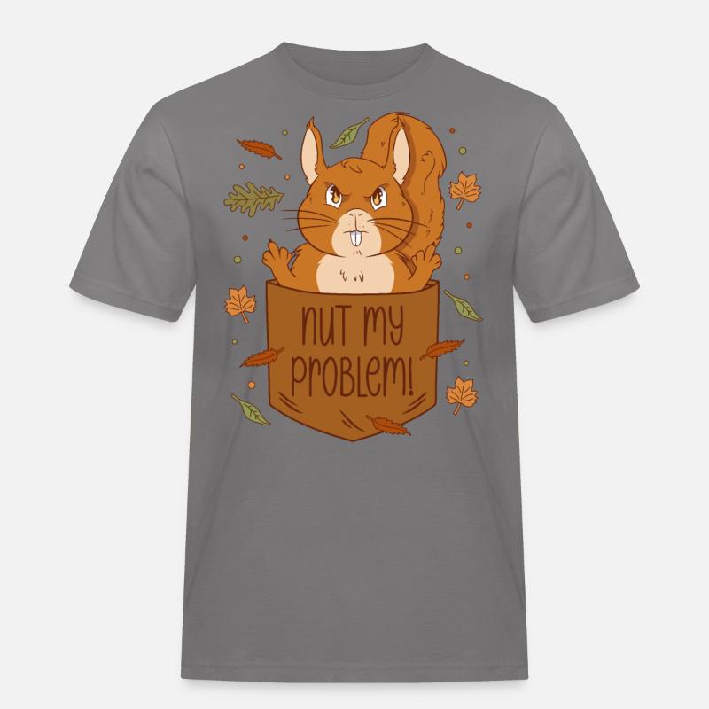 Eichhörnchen Brusttasche - Nut my problem - Männer Workwear T-Shirt - Grau