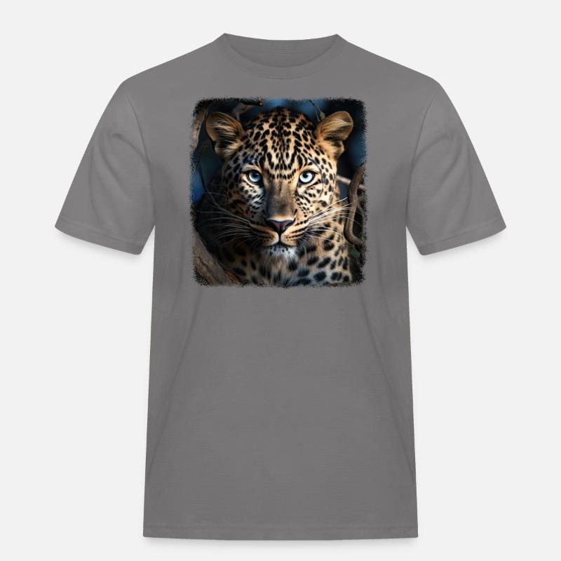 Leoparde realistic Leopard - Männer Workwear T-Shirt - Grau