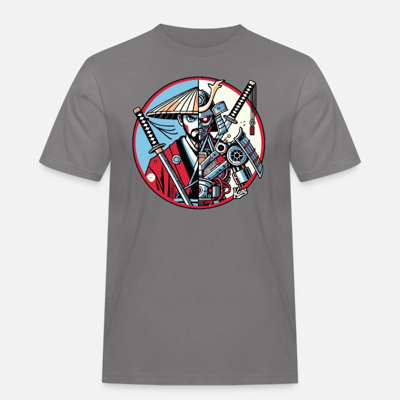 Samurai-Ronin oder Mecha-Shogun - Männer Workwear T-Shirt - Grau