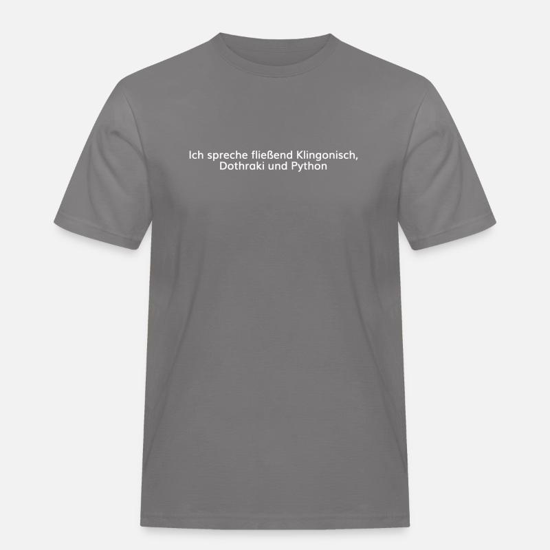 Mimikama diverse Sprachen und Python - Männer Workwear T-Shirt - Grau