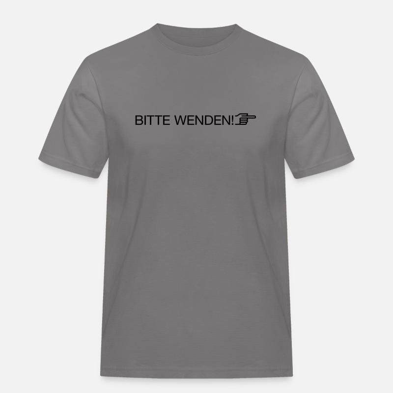 "bitte wenden" - Männer Workwear T-Shirt - Grau