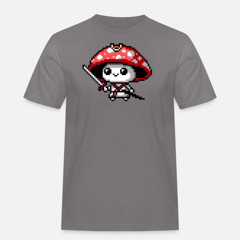 8bit Pilz-Samurai - Männer Workwear T-Shirt - Grau