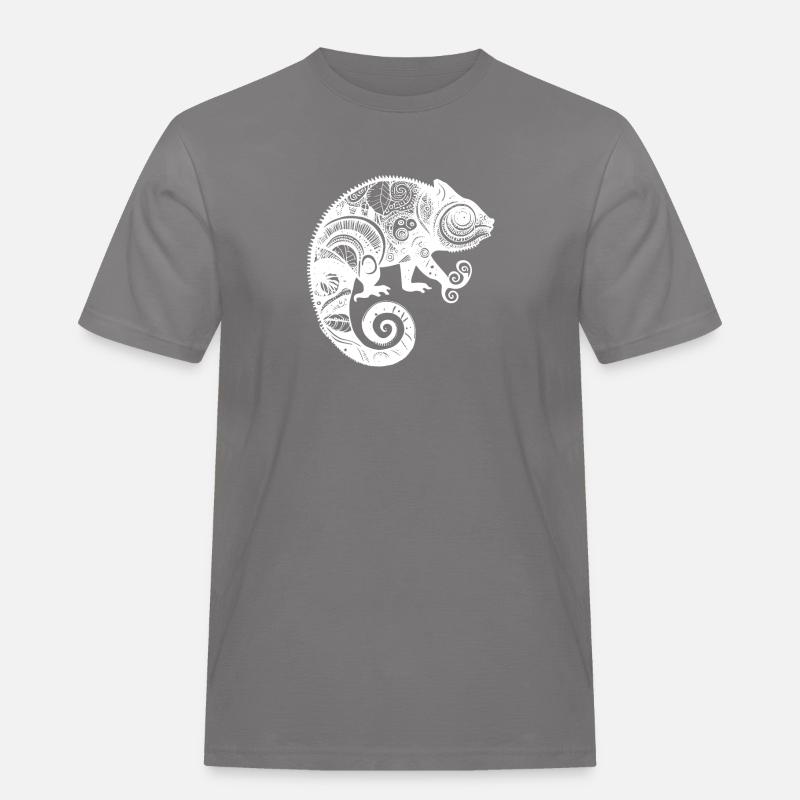 Chamäleon mit boho aztekischen Mustern - Männer Workwear T-Shirt - Grau