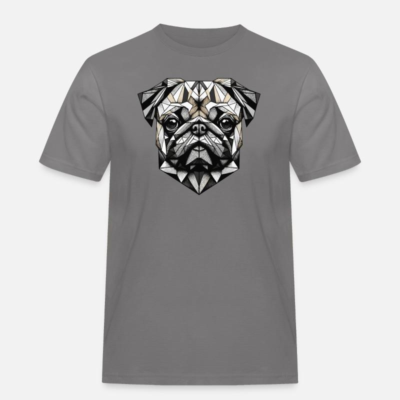 Mops Hund Geometrisch Geschenkidee - Männer Workwear T-Shirt - Grau