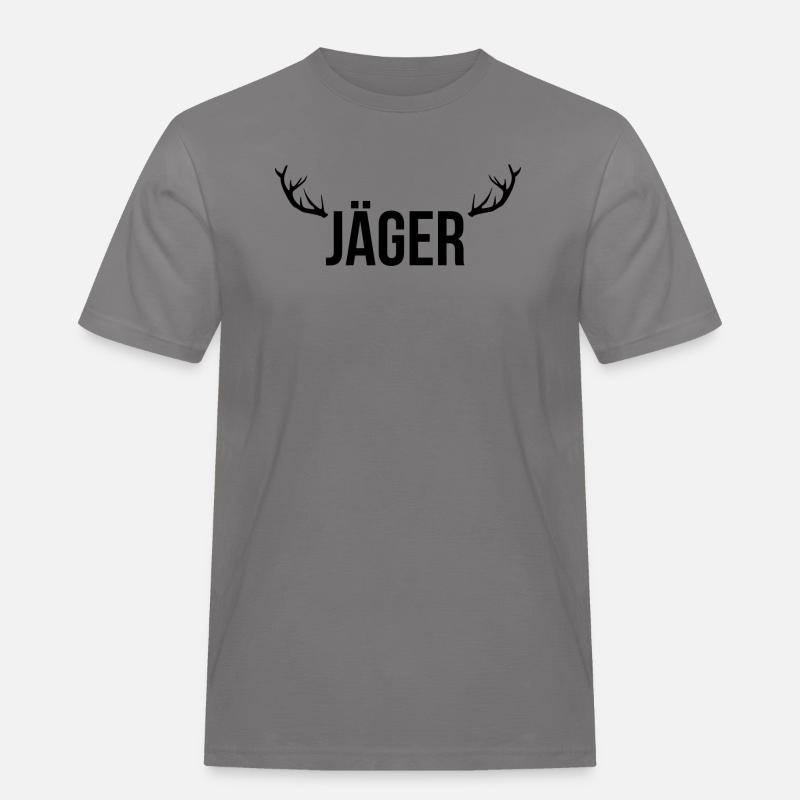 Jäger - Design mit Geweih - Männer Workwear T-Shirt - Grau