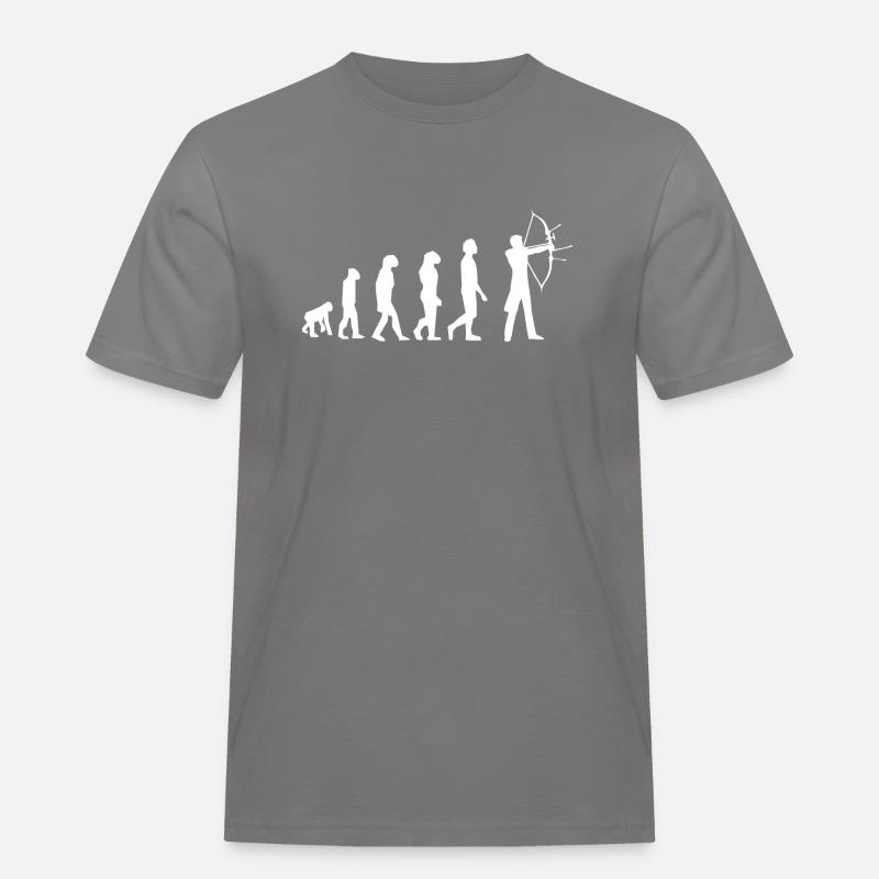 Evolution des Bogenschießens - Männer Workwear T-Shirt - Grau