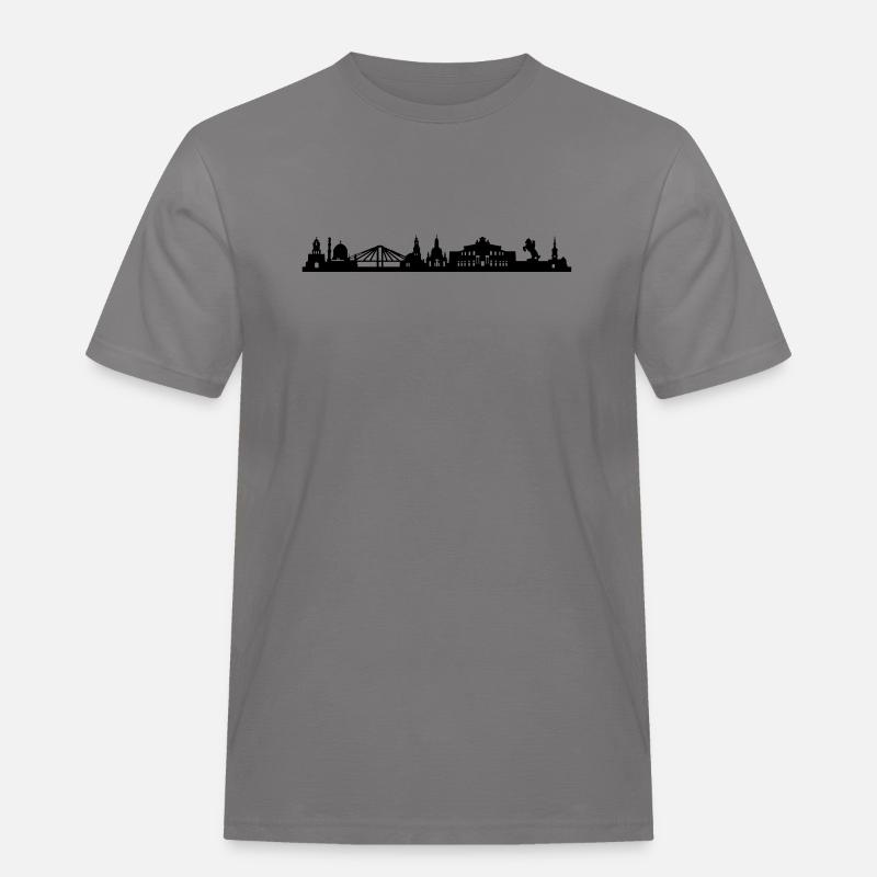 Skyline Dresden lang - Männer Workwear T-Shirt - Grau
