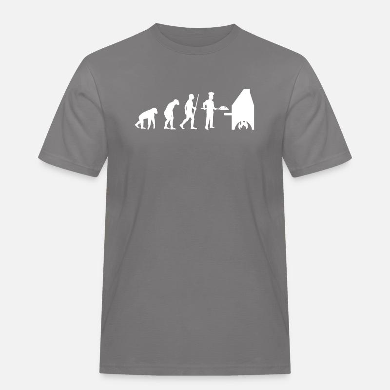 Bäcker evolution - Männer Workwear T-Shirt - Grau