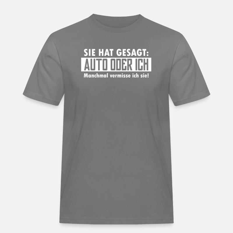 auto oder ich - Männer Workwear T-Shirt - Grau