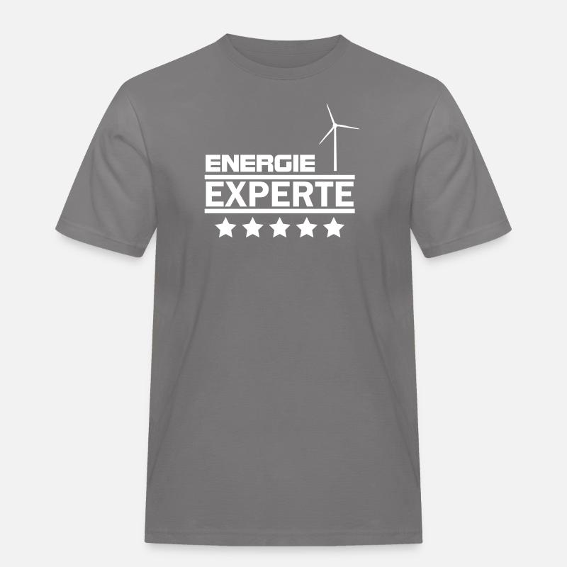 energie experte - Männer Workwear T-Shirt - Grau