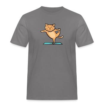 Cat in sport - Men's Workwear T-Shirt - grey - Front - AI Model Male 185 dark (185cm)