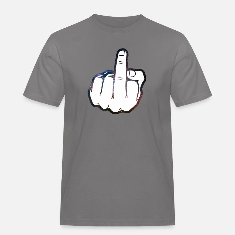 Mittelfinger Comic - Männer Workwear T-Shirt - Grau