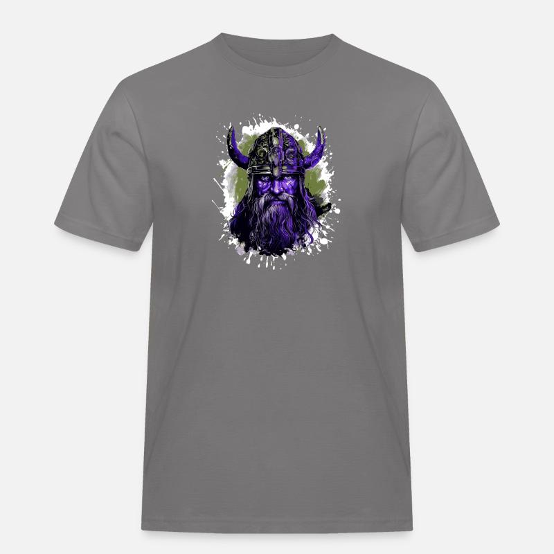 Wikinger Kopf Valhalla Krieger Bunt - Männer Workwear T-Shirt - Grau