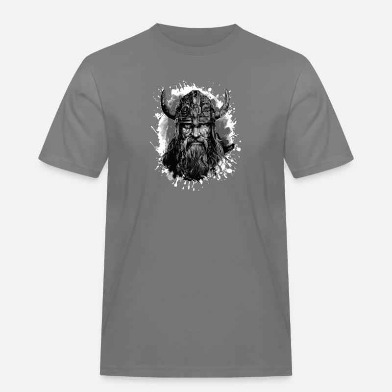 Wikinger Kopf Valhalla Krieger - Männer Workwear T-Shirt - Grau