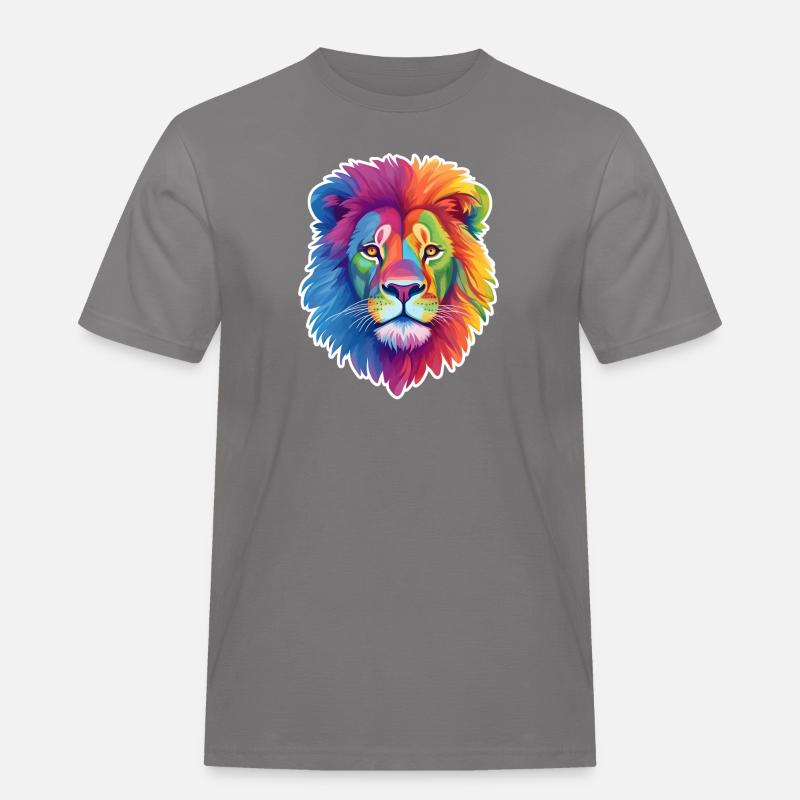 Regenbogen Löwe - Männer Workwear T-Shirt - Grau