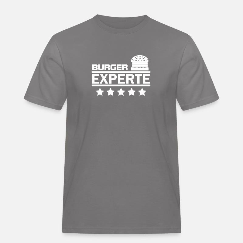 burger experte - Männer Workwear T-Shirt - Grau