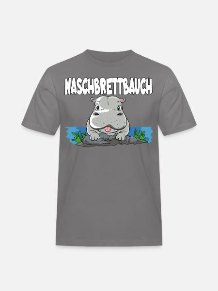 Naschbrettbauch Nilpferd Hippo - Männer Workwear T-Shirt - Grau