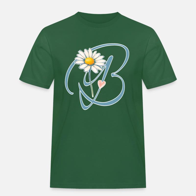 Buchstabe B Gänseblümchen Herz - Männer Workwear T-Shirt - Flaschengrün