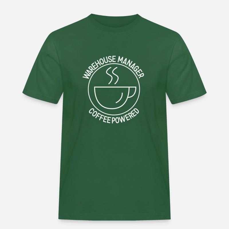 Warehouse Manager Coffee Powered - Männer Workwear T-Shirt - Flaschengrün