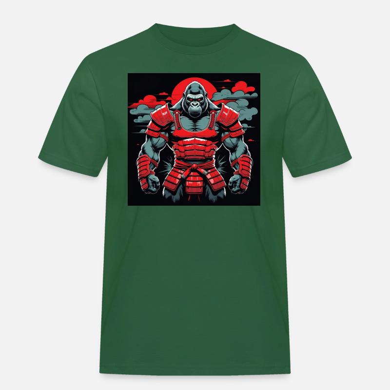 Primal Ronin – Der Samurai-Gorilla - Männer Workwear T-Shirt - Flaschengrün