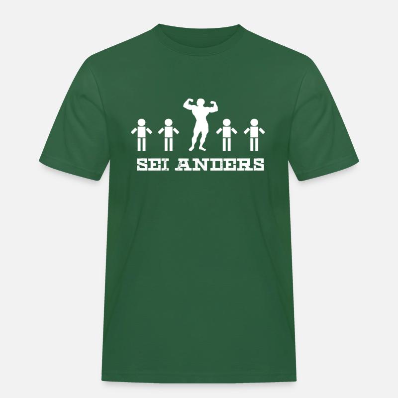 sei anders - Männer Workwear T-Shirt - Flaschengrün