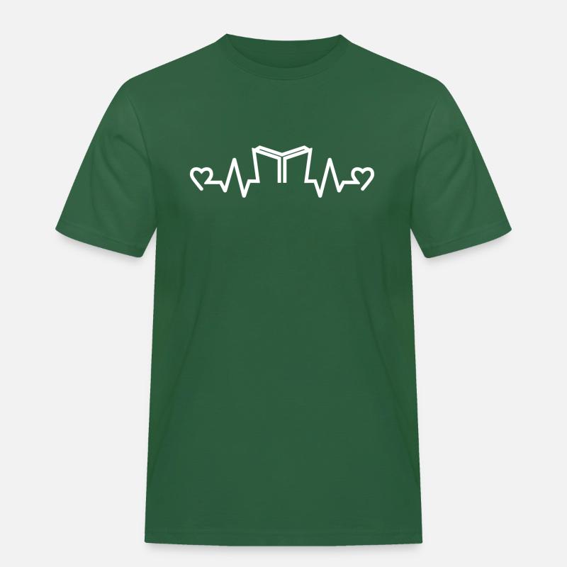 Herzfrequenz Buch Reader, Reader, Bücher - Männer Workwear T-Shirt - Flaschengrün