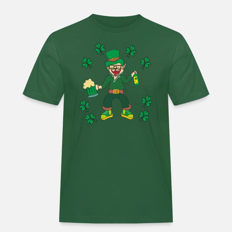 Fröhlicher Kobold - Männer Workwear T-Shirt - Flaschengrün