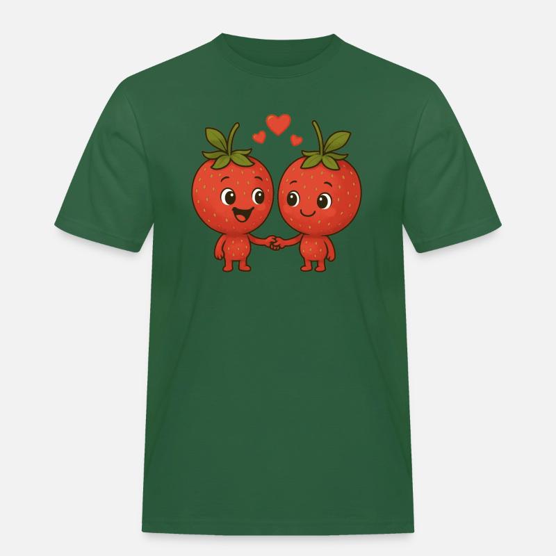 Fraises avec cœurs - T-shirt Workwear homme - vert bouteille