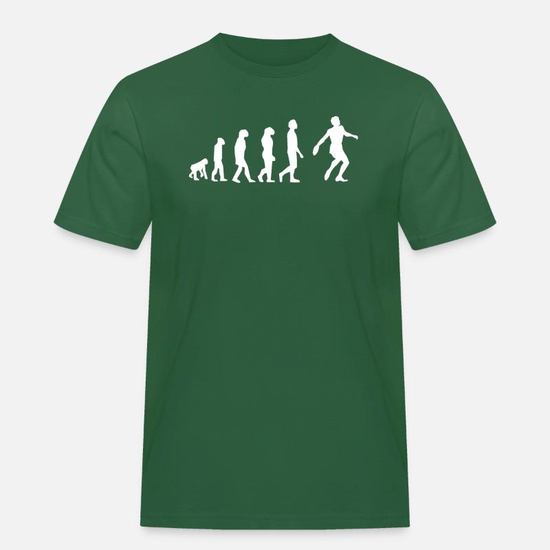 Diskuswurf-Evolution - Männer Workwear T-Shirt - Flaschengrün